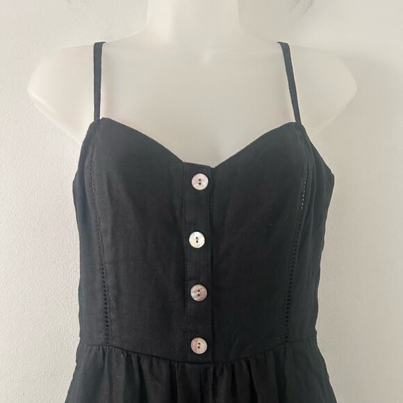 Madewell Sleeveless Wide Leg Adjustable 100% Linen Black Jumpsuit 0 New - Picture 3 of 13